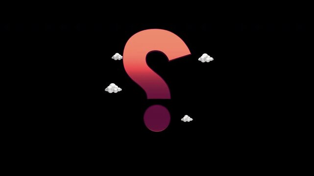 Looping question mark with cartoon cloud on a transparent alpha channel background for  easy drag and drop use...