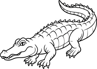 hand drawn crocodile outline illustration 