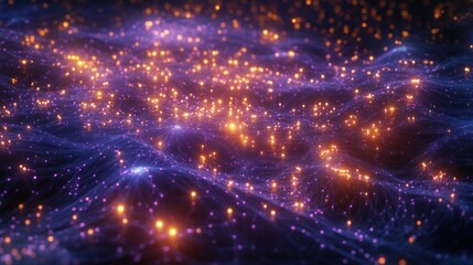 Obraz premium Abstract digital landscape of glowing points