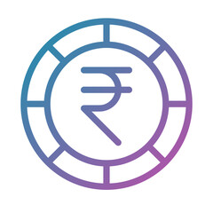 Indian Rupee Coin Icon in Gradient Style