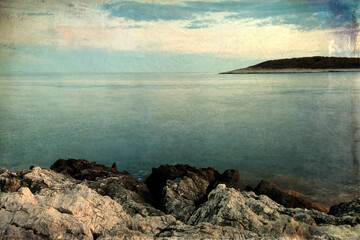 Adriatic sea, island of Hvar, Croatia, retro toned seascape