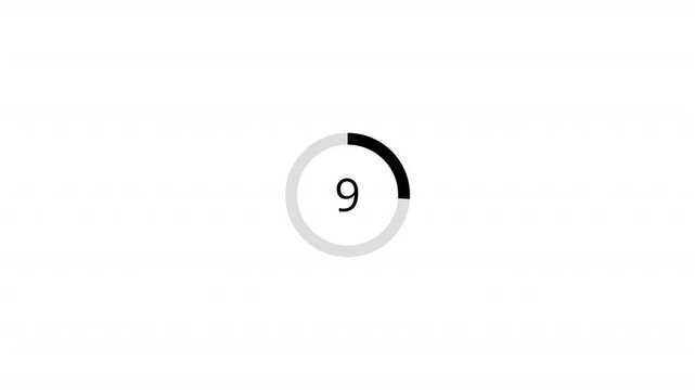 Fifteen Second countdown animation from 15 seconds to 0 seconds on a transparent background, 15 second countdown timer with alpha channel




