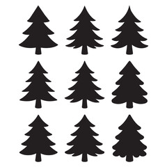 Fototapeta premium Silhouette Pine Tree Clipart Vector Bundle Evergreen Forest Icons