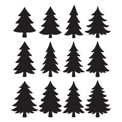 Obraz premium Silhouette Pine Tree Clipart Vector Bundle Evergreen Forest Icons