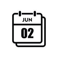 calender icon, 02 june icon with white background