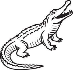 Crocodile silhouette in vector art, perfect for kids' coloring pages, emphasizing fun and creativity in art