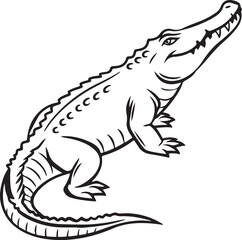 Crocodile silhouette in vector art, perfect for kids' coloring pages, emphasizing fun and creativity in art
