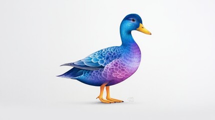 Obraz premium Vibrant Watercolor Duck - A colorful illustration of a duck, symbolizing beauty, nature, serenity, grace, and freedom. The artwork uses vibrant watercolor techniques