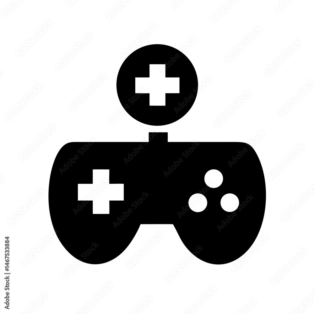 Poster game controller silhouette on transparent background for web and graphic design