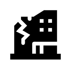 Icon of a damaged building to signify destruction or disrepair