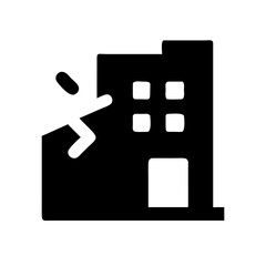 Icon of a damaged building to signify destruction or disrepair