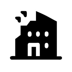 Icon of a damaged building to signify destruction or disrepair