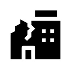 Icon of a damaged building to signify destruction or disrepair