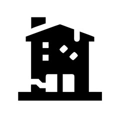 Icon of a damaged building to signify destruction or disrepair