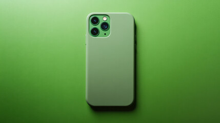 Sleek green phone case against a vibrant background highlights its minimalist design