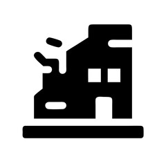 Icon of a damaged building to signify destruction or disrepair