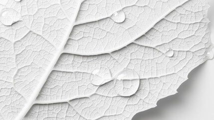 Obraz premium Macro shot of clean leaf surface adorned with round water droplets