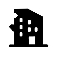 Icon of a damaged building to signify destruction or disrepair