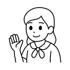 Fototapeta premium Avatar Cartoon Asia Student Girl minimal line