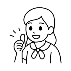 Avatar Cartoon Asia Student Girl minimal line