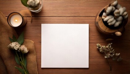 A4 Paper Sheet - Invitation Mockup for Greetings Card, Template for Wedding, Birthday, Party, Christmas, Thanksgiving and New Year with Space for Copy