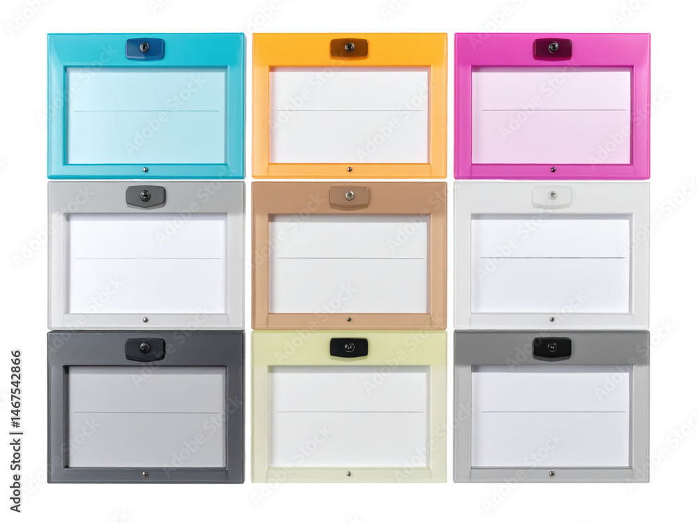 Poster colorful array of light switches, a spectrum of control for modern illumination five