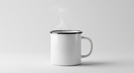 White Enamel Mug Empty Side View Mockup