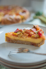 sweet home made rhubarb custard pie