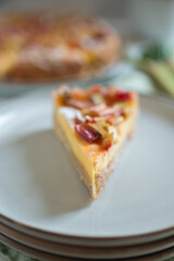 sweet home made rhubarb custard pie