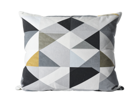 Stylish grey and yellow geometric patterned cushion for modern home decor geometric