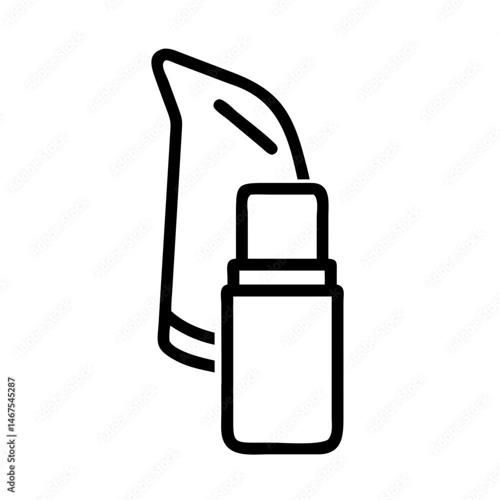 Poster lipstick with cap on transparent background for web and graphic design