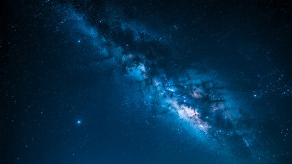 Abstract blue space background with dark starry sky illustration