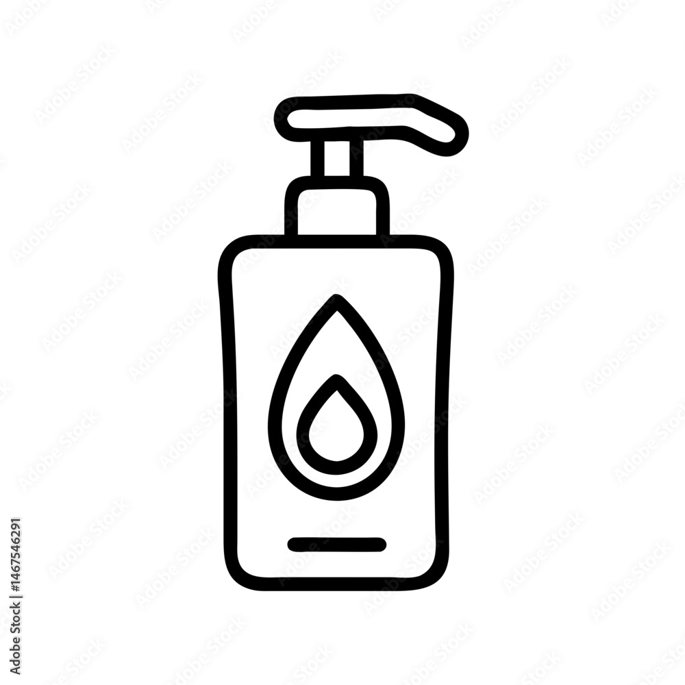Poster lotion bottle with drop cap on transparent background for web and graphic design