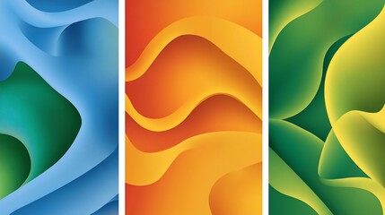 Vibrant Abstract Gradient Waves in Blue, Orange, and Green Tones