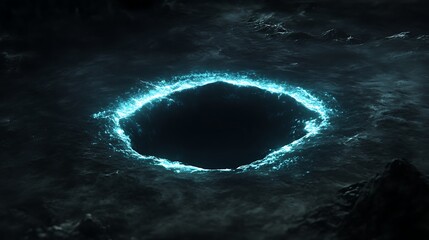 Dark abyss encircled by ethereal light