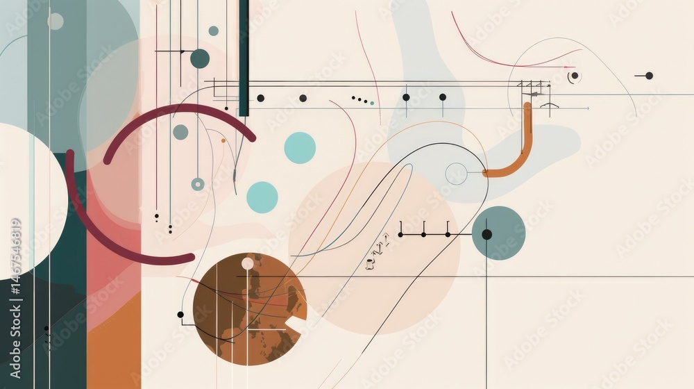 Poster abstract colorful geometric shapes effect on surface of digital cyber design express scene of cybers