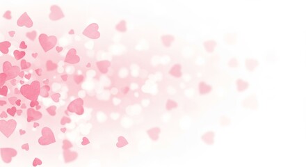 Pink Hearts Background - Soft pink hearts gently float across a white background, creating a romantic and delicate design. Perfect for Valentine's Day or wedding projects