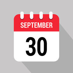 30 september calendar icon design object vector