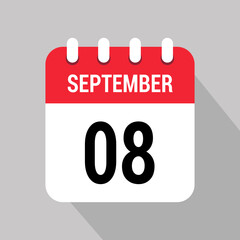 8 september calendar icon design object vector