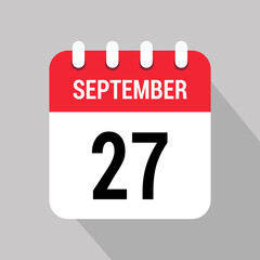 27 september calendar icon design object vector