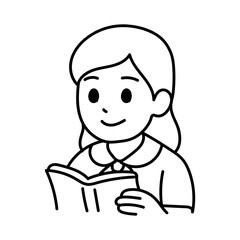 Avatar Cartoon Asia Student Girl minimal line