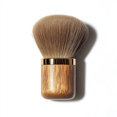 Wooden-handled makeup brush with a dome-shaped head