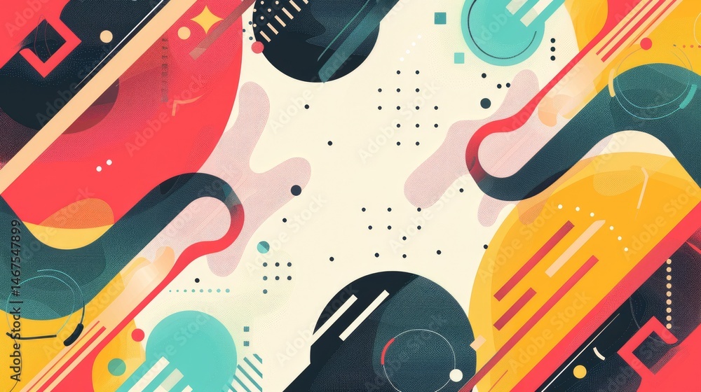 Aufkleber abstract vibrant geometric shapes sphere on surface of contemporary design express scene of seamless