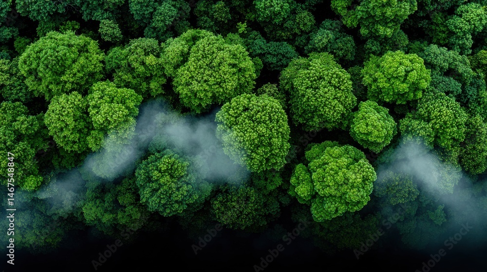 Poster A forest with trees and fog