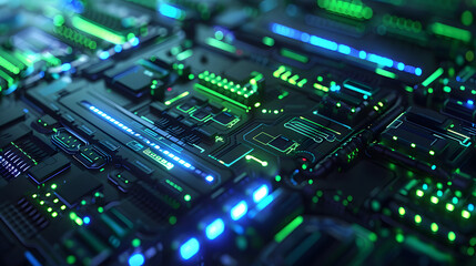 Fototapeta premium Futuristic circuit board design neon glow in the digital realm of innovative technology