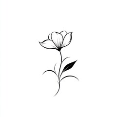 Simple line art flower drawing, white background, minimalist design, ideal for print or web