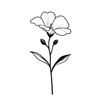 recommend clip art: Single flax flower line art, minimalist botanical illustration, white background, nature design