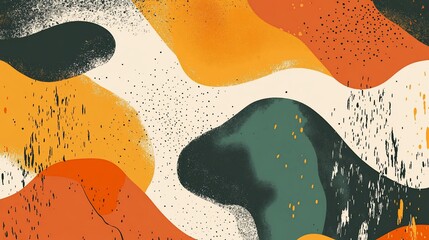 Abstract Art: Organic Shapes in Earthy Tones with Textured Elements