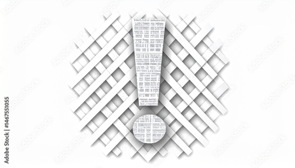 Poster exclamation mark command excitement concept. 3d geometric pattern featuring an exclamation mark foca