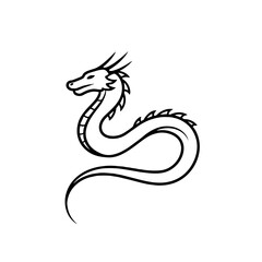 Stylized black outline of a dragon, mythical creature representation